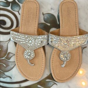 Embellished Silver Sandals